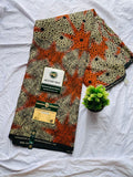 Orange and cream geometric Ankara fabric
