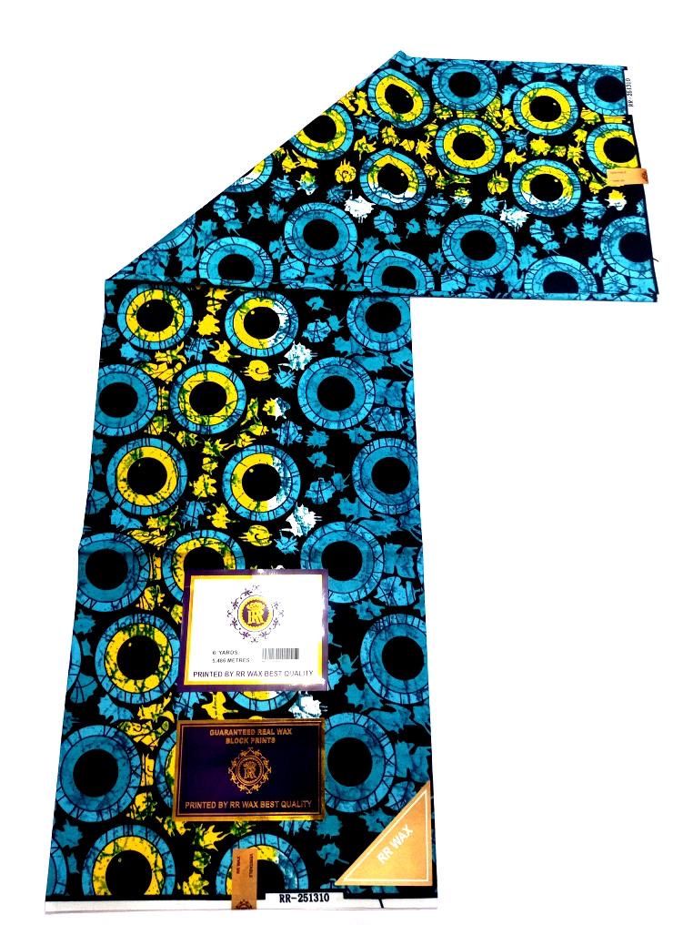 Bold turquoise and yellow circle-print