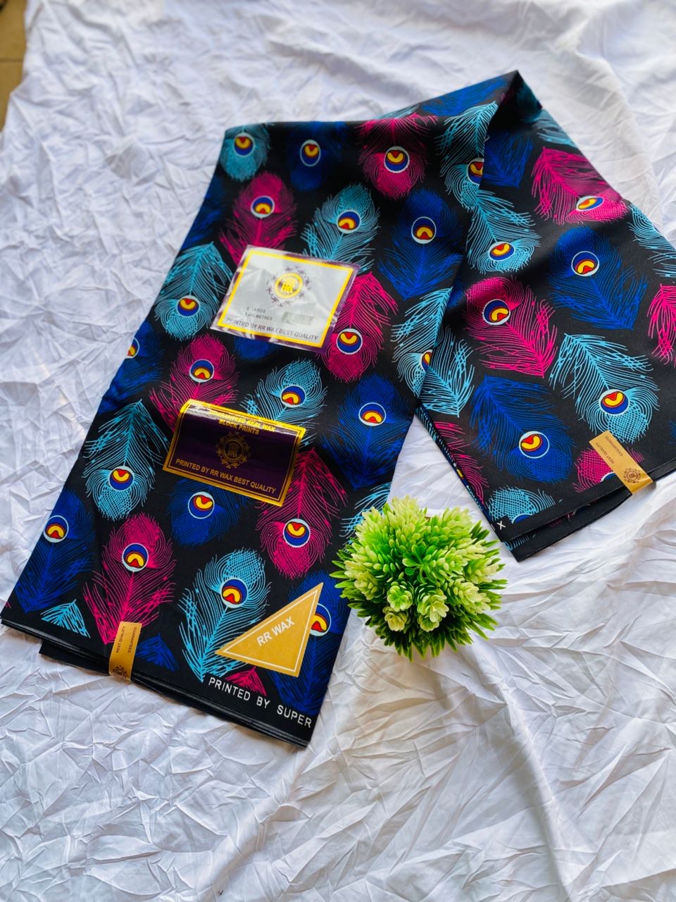 Vibrant peacock feather pattern in image