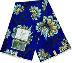Royal blue and yellow floral Ankara fabric