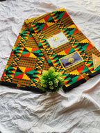 Vibrant Kente pattern Ankara fabric
