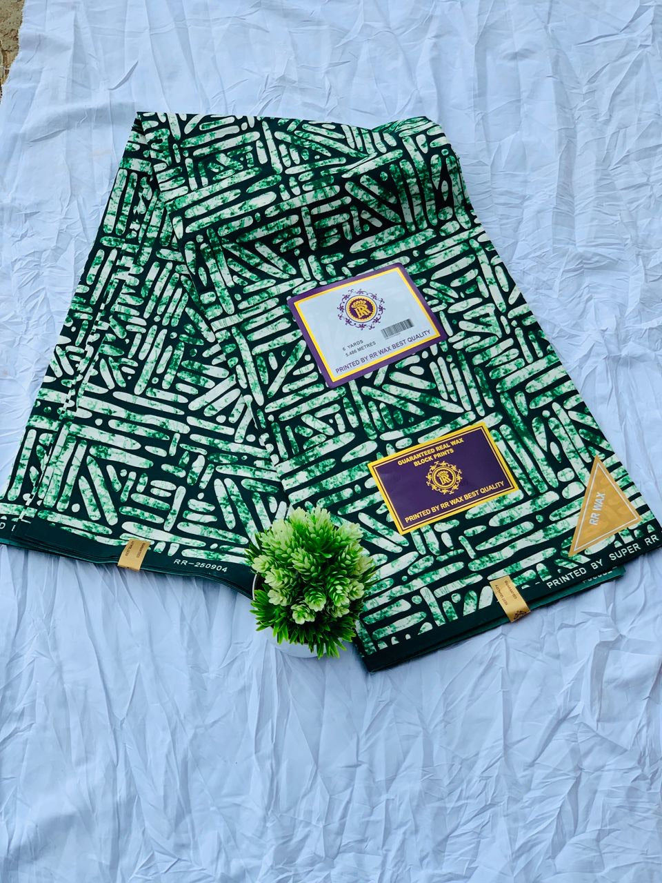 High Quality Green Geometric Ankara Fabric