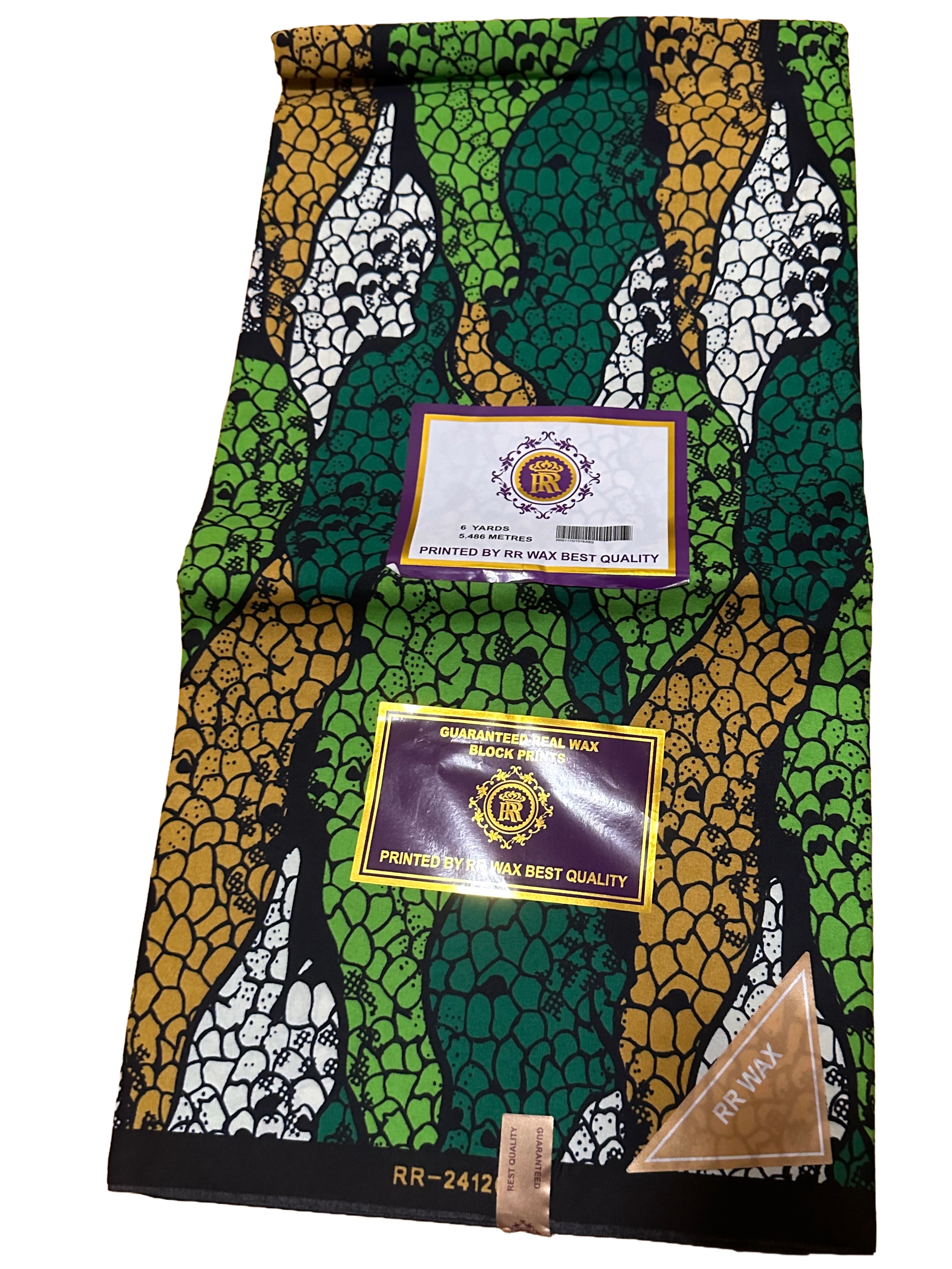 Vibrant green and gold Ankara wax print