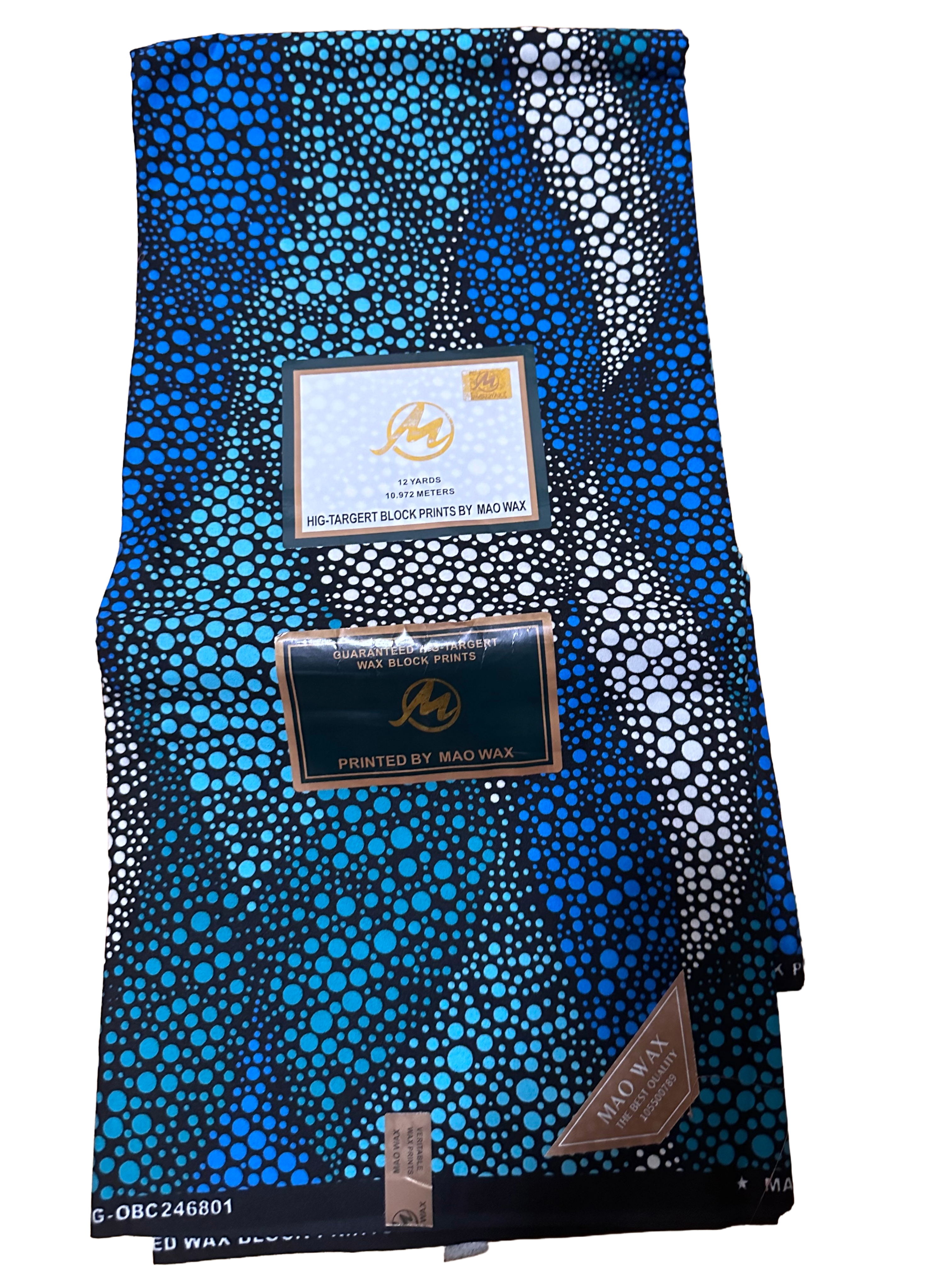 Elegant blue and black patterned Ankara