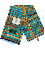 Chic turquoise and gold chain-print Ankara