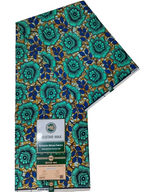 Teal and gold floral Ankara fabric