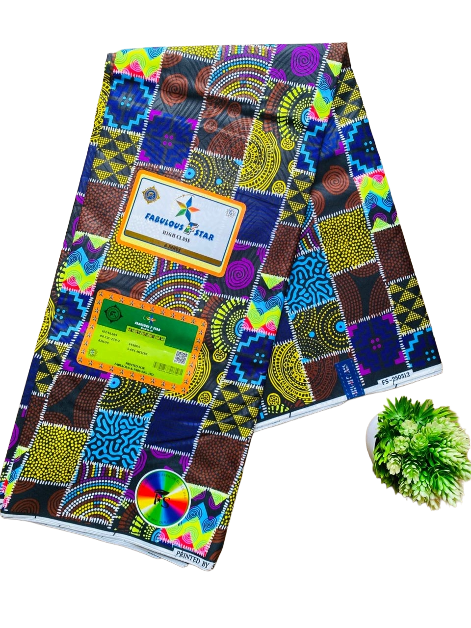 Colorful patchwork print Ankara fabric