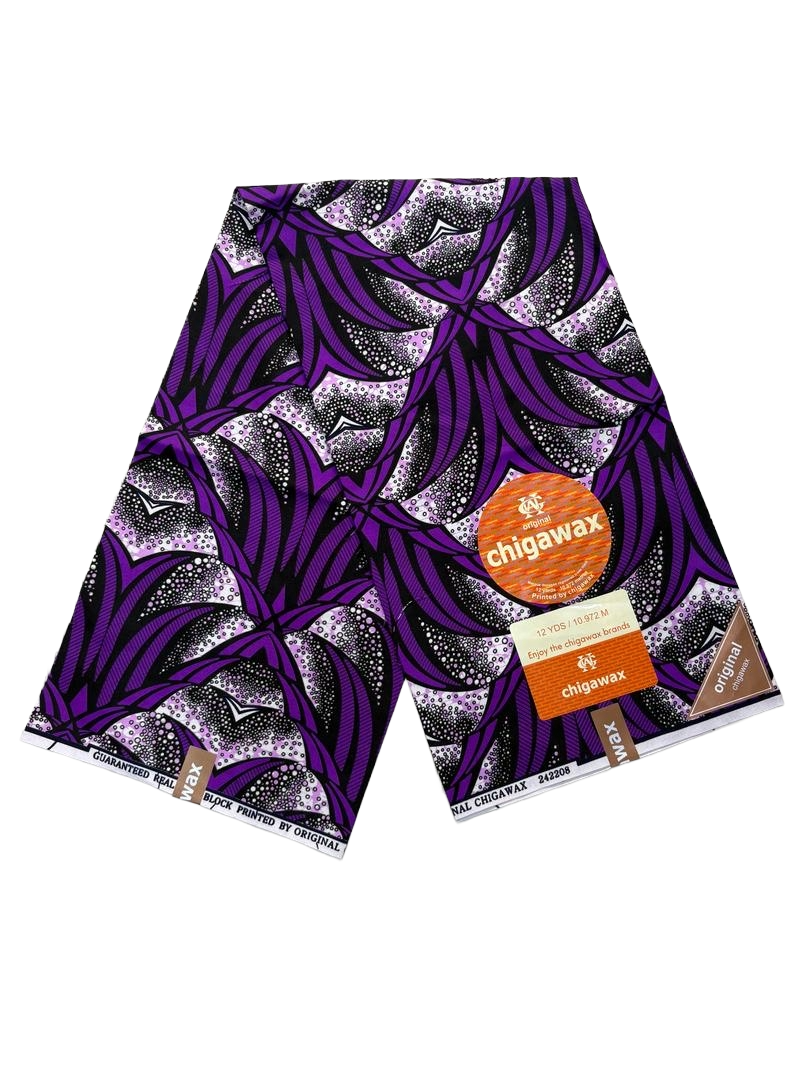 High Quality Deep Purple and Black Patterned Ankara Fabric