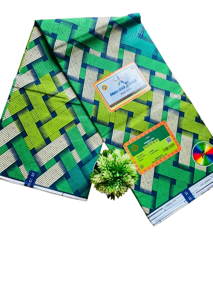 Green woven pattern Ankara fabric