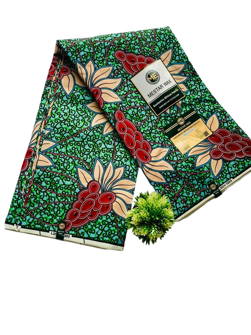 High Quality Green and Red Floral Ankara Fabric