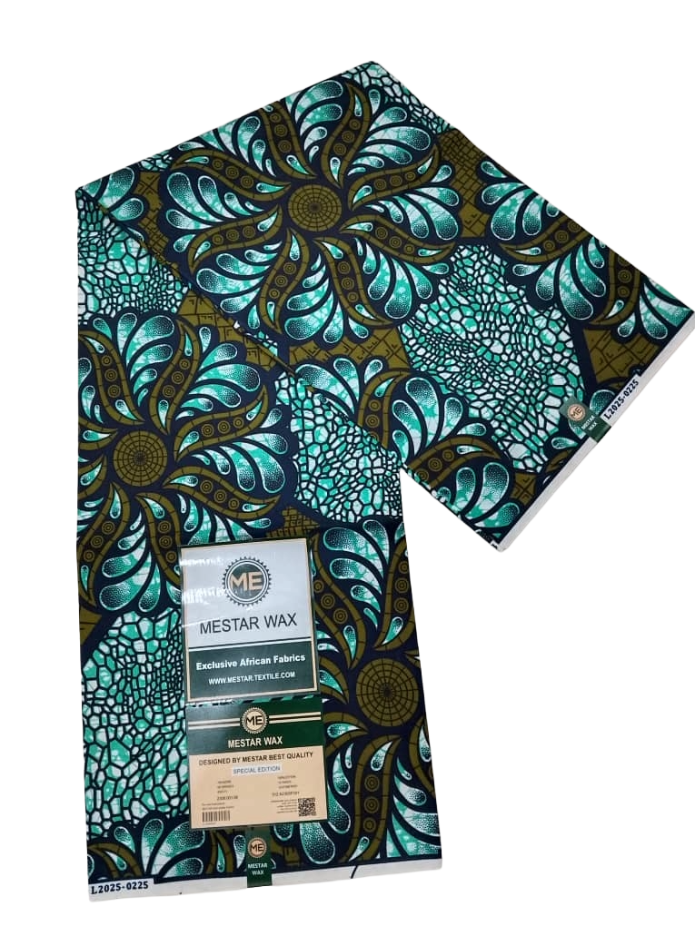 High Quality Teal and Olive Floral Ankara Fabric