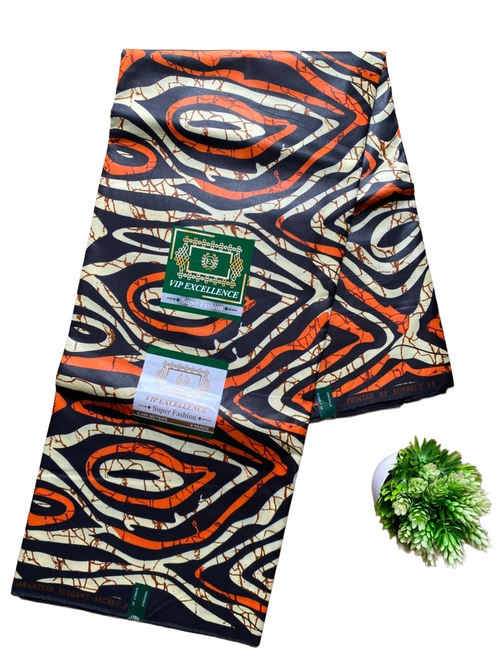 High Quality Orange and Black Abstract Ankara Fabric