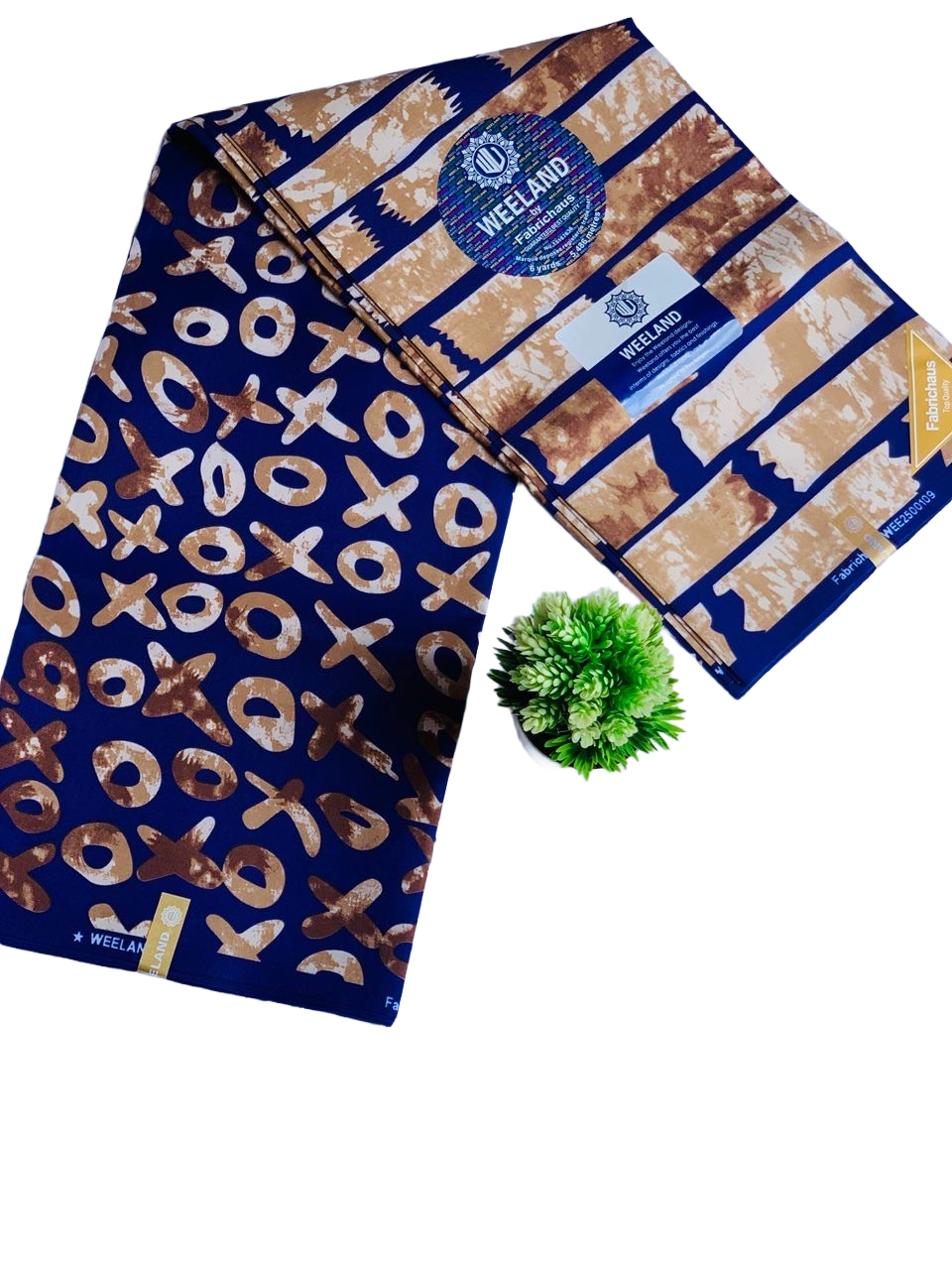 High Quality Blue and Brown XO Patterned Ankara Fabric