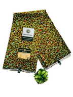 High Quality Olive Green and Red Patterned Ankara Fabric