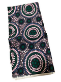 Pink and green circular pattern Ankara fabric.