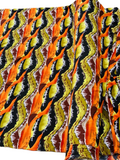 Vintage multi-colored wavy print crepe fabric