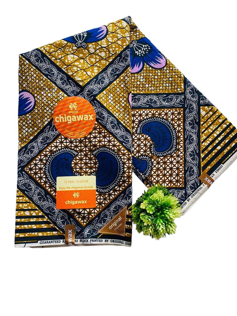Elegant geometric and floral Ankara fabric