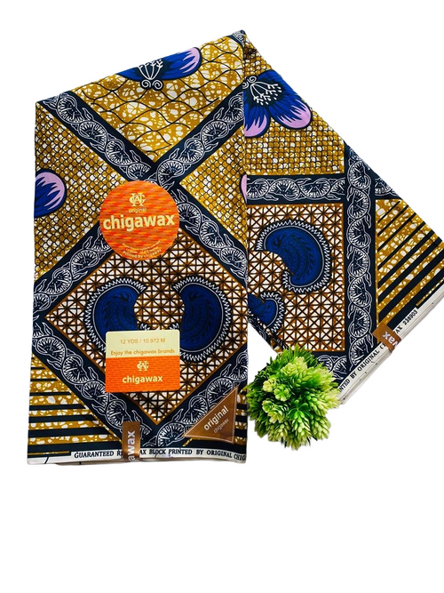 Elegant geometric and floral Ankara fabric