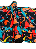 Vibrant multi-colored abstract print crepe fabric