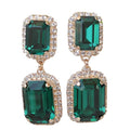 Green Fashion Earrings with Silver Stones