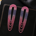 Gradient Pink & Purple Crystal Fringe Earrings