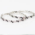Chic black and white crystal hoop earrings