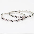 Chic black and white crystal hoop earrings