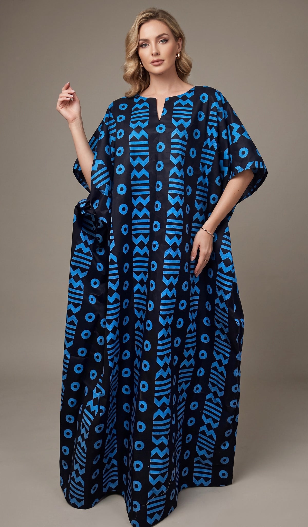 Azure Geo Print Maxi Kaftan
