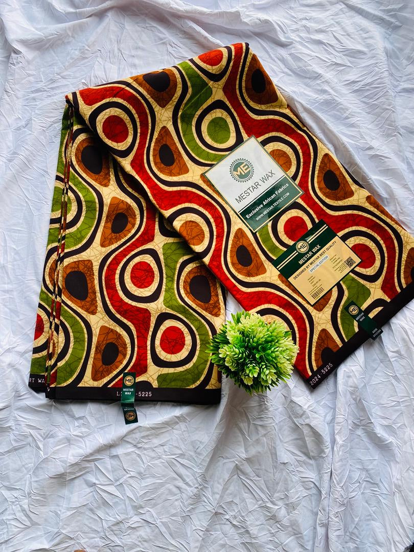 High Quality Earth Tone Swirl Pattern Ankara Fabric